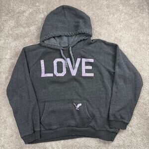 American Eagle LOVE Graphic Hoodie Sweatshirt Gray Size XL Loungewear Casual